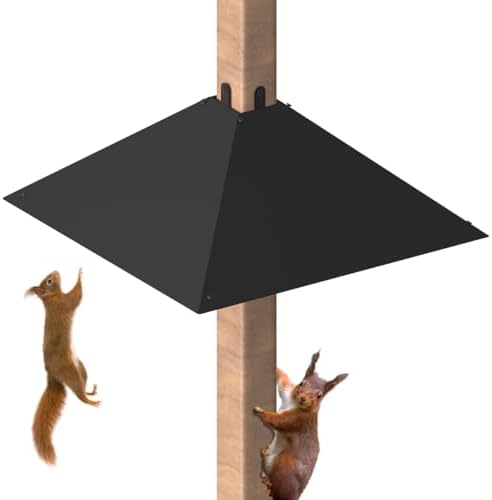 Metal Squirrel Baffle for 4x4 Post, Outside Wooden Pole Mount Squirrel Guards for Bird Feeders, 17 Inch Squirrels Deterrents Stopper to Deter Racoons, Black, 1pcs