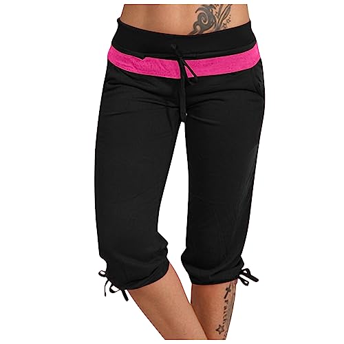 APIVOE Capri Sweatpants for Women Casual Lightweight Capri Joggers Plus Size Drawstring Capri Pants Summer Workout Capris