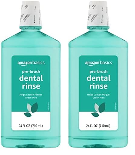 Amazon Basics Pre-Brush Dental Rinse, Green Mint, 24 Fluid Ounces, 2-Pack (Previously Solimo)