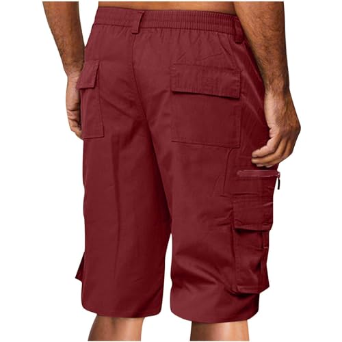 APIVOE Cargo Shorts for Men Summer Elastic Waist Shorts Lightweight Work Long Shorts Big and Tall Cargo Shorts with Pockets