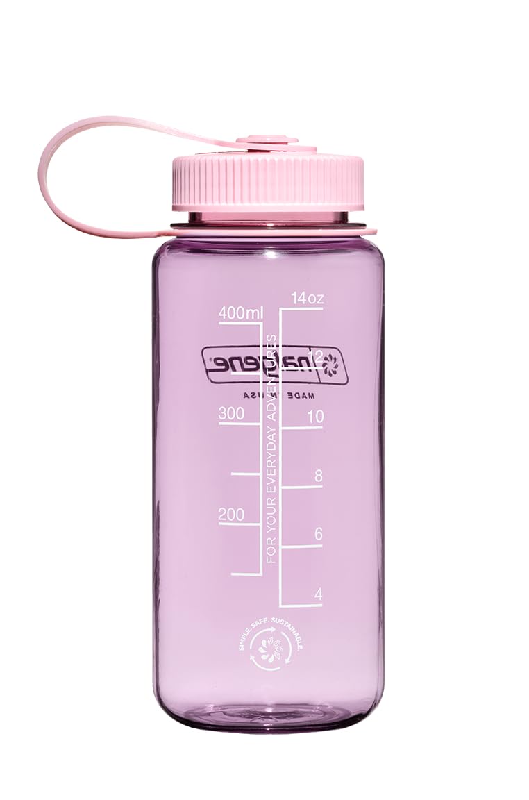 Nalgene Sustain Tritan BPA-Free Water Bottle Made with Material Derived from 50% Plastic Waste, 16 OZ, Wide Mouth, Cherry Blossom