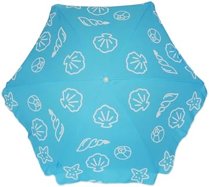 AMMSUN 47 Inch Seaside Beach Umbrella for Sand Box Water Table Kids Durable Umbrellas for children Picnic Beach Camping Garden Outdoor Play Shade Blue Shell