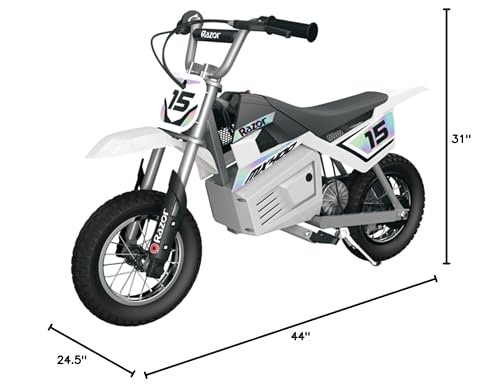Razor MX400 Dirt Rocket - Electric-Powered Dirt Bike for Kids 8+, Up to 14 MPH, High/Low Speed Switch, Up to 60 Minutes Ride Time