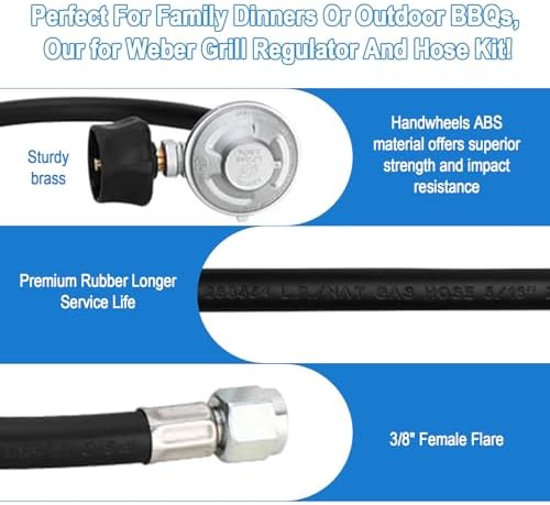 25“ For Weber Hose and Regulator kit, Compatible With Spirit II (2017-2019),and Spirit E310 E320 E210, Genesis II 210/LX 240, and Genesis II 300/400 (2017-2019) Gas Grills,for Weber 67069,69891.