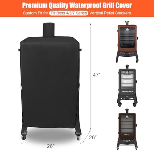 QuliMetal Vertical Smoker Cover for Pit Boss 4/5/7 Series Vertical Smokers, PBV4PS1, PBV5PW1, PBV4PS2, PBV5P1, Pro Series 4/5/7 Vertical Pellet Smokers, Heavy Duty Pellet Grill Cover for Pitboss 73550