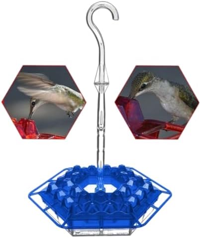 Ant & Bee-Proof Hummingbird Feeder with 30 Feeding Ports - 11oz Easy-Clean Outdoor Hanging Feeder, Includes Perch & Cleaning Brush for Window and Backyard Decoration (2, Blue)