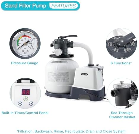 Intex Sand Filter Pump & Saltwater System for Up to 15,000 Gal Pools, Krystal Clear - Automatic Algae Control & Above-Ground Swimming Pool Cleaning