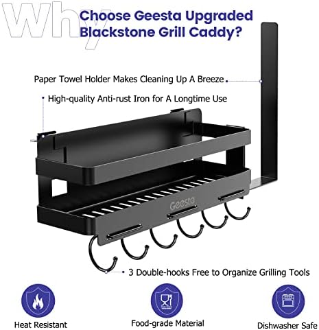 Geesta Upgraded Griddle Caddy for 28"/36" Blackstone Griddles, BBQ Accessories Storage Box with Paper Towel Holder