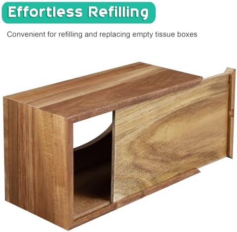 ALELION Rectangular Tissue Box Cover - Acacia Wood Rectangle Tissue Box Holder for 160, 180 Count Box - Decorative Facial Cube Tissue Box Cover for Tabletop Night Stands Bathroom Office