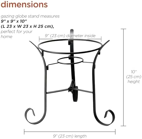 Alpine Corporation 10 Inch Tall Metal Stand fits one 8 Inch or 10 Inch Gazing Globe, Black
