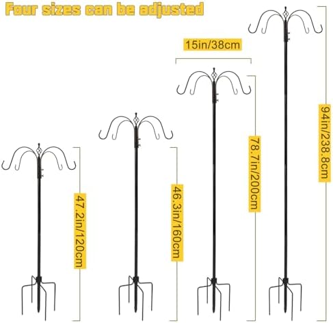 Bird Feeder Station with Suet Cage & Water Bowl Fruit Hook- Adjustable Pole, 6 Hanging Hooks for Wild Birds, Outdoor Garden Bird Feeding Kit