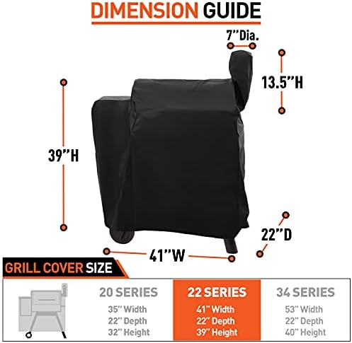 Pellet Grill Cover Compatible with Traeger Pro 22 Series - Waterproof Wood BBQ Smoker Protector for Century 22, Eastwood 22, Pro 575, Lil' Tex Elite 22, Heavy Duty Polyester Grilling Covers