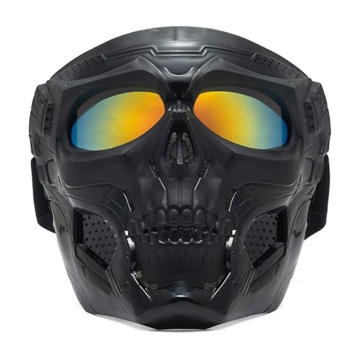 Airsoft Mask, Motorbike Goggles, Skull Mask, Paintball Mask, Dirt Bike Goggles, Tactical Gear, for Halloween, Riding, Paintball, Motorcycle, Outdoor Sports (Brown)