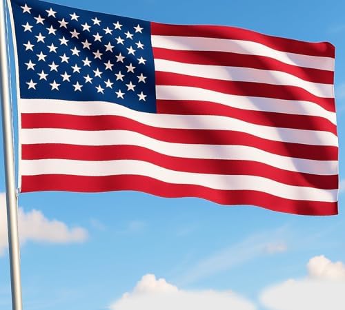 American Flags for Outside - 3x5 USA Flag With Embroidered Stars & Sewn Stripes – Heavy Duty UV Treated Polyester (Tougher Than Nylon), 70% More Fade Resistant