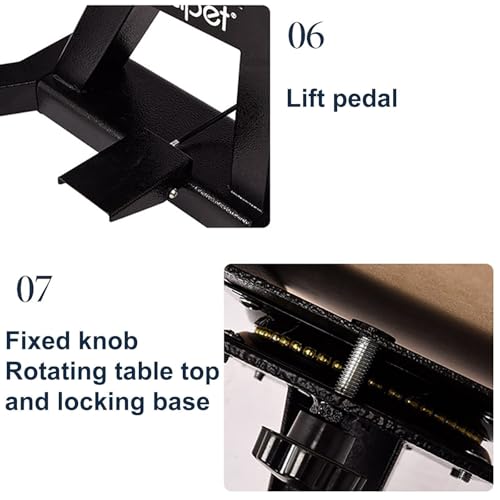ZjBfddnmm Lift Cat Pet Grooming Table for Cat and Small Dogs, Adjustable Height Heavy Duty Portable Trimming Drying Table with Arms/Noose (Square Table One Size) (Round Table Black)