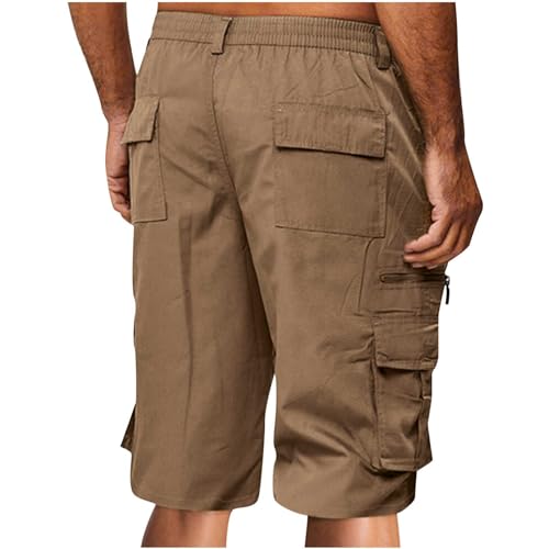 Cargo Shorts for Men 2024 Elastic Waist Bermuda Shorts Lightweight Casual Outdoor Hiking Shorts with Multi Pockets Mens Elastic Waist Cargo Shorts
