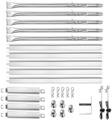 Grill Replacement Parts for Charbroil Performance 5 Burner 463448021 463450022 463451022, 4 Burner 463365021 463352521 463366022, G325-0002-W1 G327-2100-W1, 15.5“ Heat Plate, 15.3” Burner, Igniter