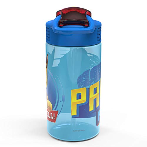 Zak Designs PAW Patrol Kids Water Bottle with Spout Cover and Built-in Carrying Loop, Durable Plastic, Leak-Proof Water Bottle Design for Travel (16 oz, 2-Pack, Non-BPA, Marshall)