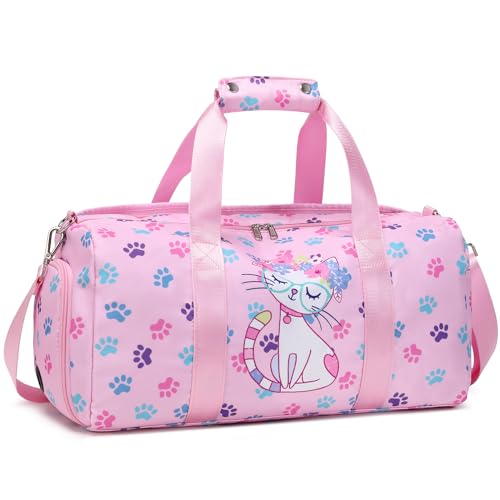 Octsky Sports Gym Bag Teens Dance Bag Gymnastics Bag Carry On Weekender Bag with Shoe Compartment (Butterfly Pink)