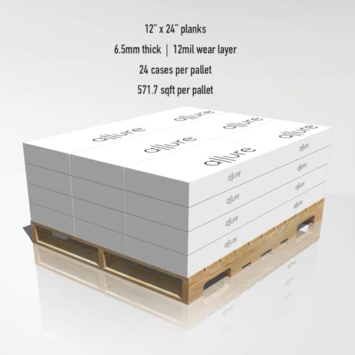 Allure 12" x 24" x 6.5mm, 12mil Luxury Vinyl Tile Flooring, Europa Brulee Marble Look, Embossed, Waterproof, Full Pallet, 24 Cases (571.6 sqft), 12 Tiles/Box, 23.82 sqft/Box