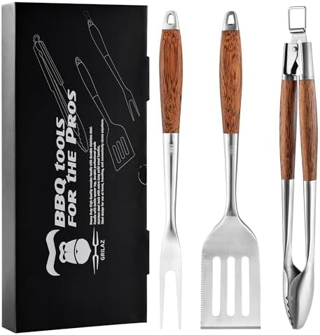 Heavy-Duty Panga-Panga BBQ Grilling Tools Set. Extra Thick Stainless Steel Multi-Function Spatula, Fork & Tongs | Essential Accessories for Barbecue & Grill. Ideal Gift for Father