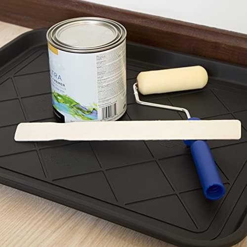 All-Weather Boot Tray - Water-Resistant Plastic Mud Pan, Pet Food Tray, and Outdoor or Indoor Shoe Mat for Entryway by Stalwart (Black)