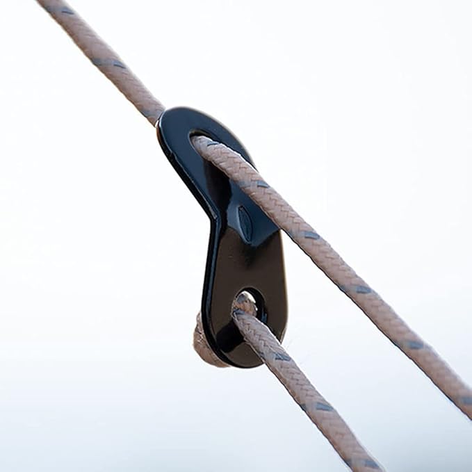 lasenersm 24 Pieces Cord Adjuster Tent Tensioners Guyline Cord Adjuster Rope Adjuster Aluminum Alloy Wind Rope Buckle 2 Hole Rope Guyline Adjuster for Tent Camping Hiking, Black