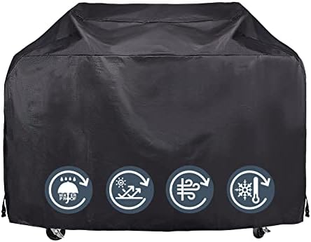 KPT BBQ Grill Covers Heavy Duty Waterproof - 60-68 Inches, UV & Fade Resistant, All Weather Universal Gas Grill Cover for Weber, Brinkmann, Char Broil, Nexgrill - Black