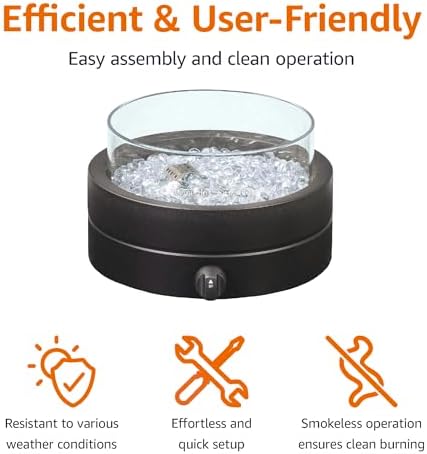 Amazon Basics 14 in 9,000 BTU Round Tabletop Propane Gas Fire Pit, Brown