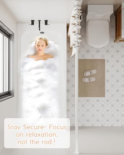 ALLZONE Tension Shower Curtain Rods No Drilling, 29 to 85 Inch, Spring Tension Curtain Rods for Windows, Adjustable Shower Rod for Bathroom, Heavy Duty Tension Rods Fits Various Wall Types, White