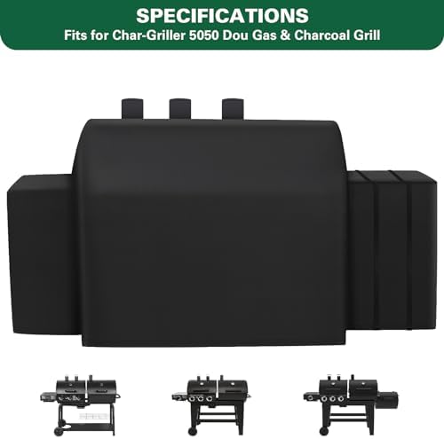 8080 Grill Cover Fits for Char-Griller Duo 5050 Double Play 5650 Charcoal Grill, Expandable Gas Grill Cover 600D Heavy Duty BBQ Cover Fits for Char-Griller 3-Burner Dual Fuel Outdoor Grill