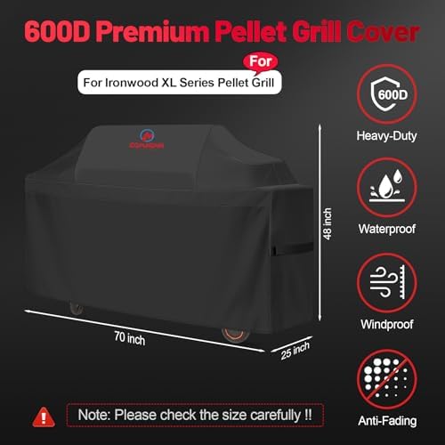 Comnova Grill Cover for Traeger Ironwood XL - Premium Wood Pellet Smoker Cover for Traeger Waterproof & Heavy Duty, 600D Pellet BBQ Cover Accessory for Treager Ironwood XL Grills (BAC647)