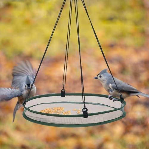 Universal Wild Bird Seed Catcher Hanging Hoop Platform Bird Seed Catcher Tray for Hummingbird Feeders Bee Feeder Outdoor Garden Accessories (2 Pieces,20 Inch)