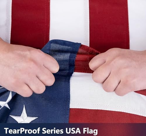American Flag For Outside 3x5 Ft Pole Sleeve Banner Style-TearProof Series USA Outdoor Flags,Heavy Duty Durable Longest Lasting Spun Polyester,Embroidered Stars,Sewn Stripes,Water Resistant,High Wind US Outdoor Indoor Flags
