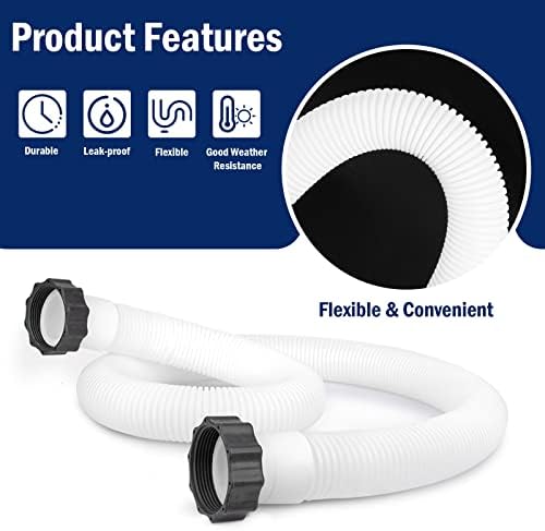 1.5" Pool Hose for Intex Filter Pump - 29060E Pool Hoses for Above Ground Pools, 1.5 Inch Pool Filter Hose for Coleman Intex Sand Filter Pumps & Saltwater Systems 59" Long (2 Pack)
