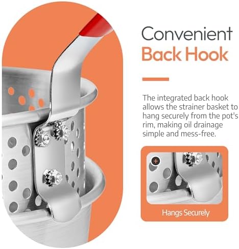 Aluminum Fish Fryer Pot with Basket | 10QT Deep Frying Pot with Handle | Outdoor Oil Fryer pan with Fry Basket | Cooking Pot | Fried Chicken, Fish, Seafood, Turkey Legs, French Fries