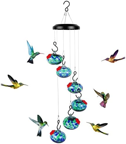 Charming Wind Chimes Hummingbird feeders for Outdoors Hanging ant and bee Proof,Never Leak,Perfect Garden Decor for Outside