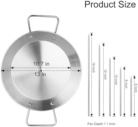 Al Pastor Skewer for Grill, Extra Large 13 Inch Gyro Pan with Fat Separator, Brazilian Spit Stand with 5 Spikes & 2 Brushes, Stainless Steel Vertical Sticks for Shawarma, Chicken on Smoker Oven