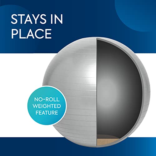 Bouncyband Medium Balance Ball, Dark Blue – Create Flexible Seating to Improve Focus in The School, Office, or Home with This No-Roll Weighted Ball – 21.6” (55cm) Ball for People Between 5’-5’6 Tall