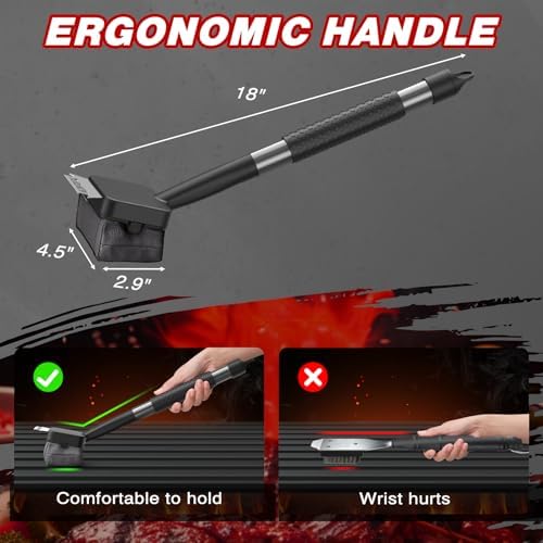 Grill Brush for Outdoor Grill - Bristle Free Grill Cleaning Brush, Black Aramid Fiber Heat-Resistant Pad, BBQ Cleaner Durable Scraper Tools for Cast Iron or Stainless-Steel Grates (Grill Brush Black)