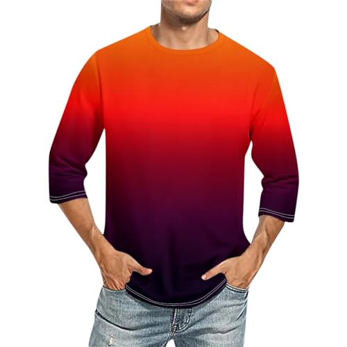 Polo Shirts for Men,Baseball 3/4 Sleeve Shirt Men My Orders 3/4 Sleeve Work Casual Crewneck Tops Mens Solid Color Shirt Fit Comfort Tops Men Red