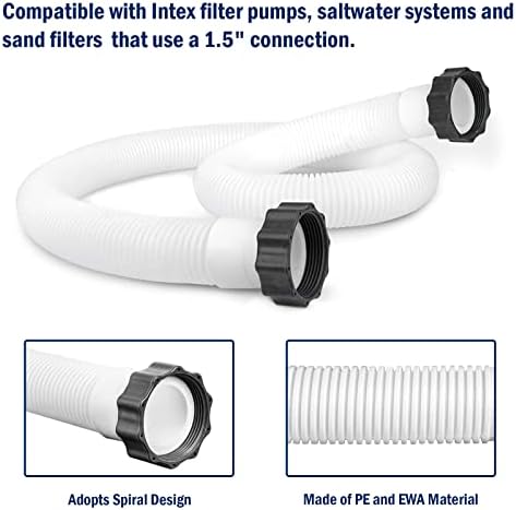 1.5" Pool Hose for Intex Filter Pump - 29060E Pool Hoses for Above Ground Pools, 1.5 Inch Pool Filter Hose for Coleman Intex Sand Filter Pumps & Saltwater Systems 59" Long (2 Pack)
