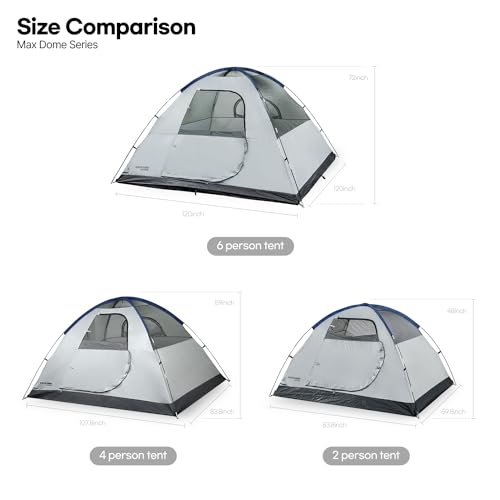 IDOOGEN Tents for Camping 2/4/6 Person Camping Dome Tent, Easy to Set Up, Lightweight Camping Tent, Portable Camping Tent for Outdoor and Backpacking Sundome Tent