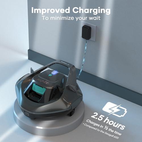 AIPER Cordless Robotic Pool Cleaner, Pool Vacuum Lasts 90 Mins, LED Indicator, Self-Parking, Ideal for Above-Ground Flat Pool up to 860 sq.ft.