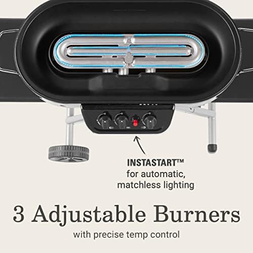 Coleman RoadTrip 285 Portable Stand-Up Propane Grill with 3 Adjustable Burners & Instastart Ignition, 20,000 BTUs of Power for Outdoor Cooking, Camping, Tailgating, Grilling, BBQs, & More