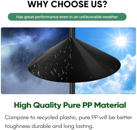 24-inch Large Outdoor Squirrel Baffles for Bird Feeders Pole, Baffle with Metal Frame, Squirrel Guard for Bird Houses, Two Way Use, Black Color