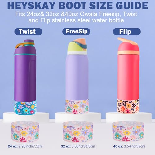 HEYSKAY 2PCS Silicone Boot for Owala Flask Water Bottle 32oz Anti-Slip Protective Sleeve for Owala Twist,FreeSip and Flip Stainless Steel Water Bottle BPA-Free Boot Bottom Base
