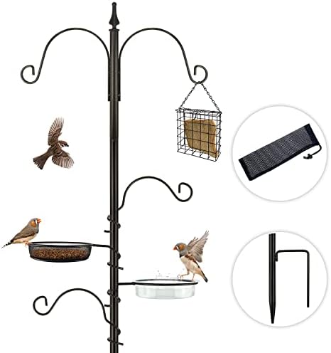 Premium Bird Feeding Station Kit - Multi Feeder Hanging Set with Suet Cage, Bird Bath & Finch Sock Attractors