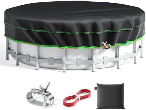 10 Ft Round Pool Cover, Solar Cover for Above Ground Pools, Heavy Duty Swimming Pool Cover Protector with Winch and Cable, Strong Tear Resistant Winter Pool Cover Ideal for Waterproof and Dustproof