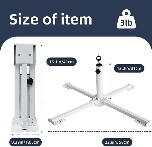 AMMSUN Foldable Portable Beach Umbrella Stand-Portable Patio Umbrella Base Holder,Outdoor Sunshade Anchor,with Weight Bag,Rust Free Tempered Iron Umbrella Stand for Courtyard,Garden,Beach,Grass